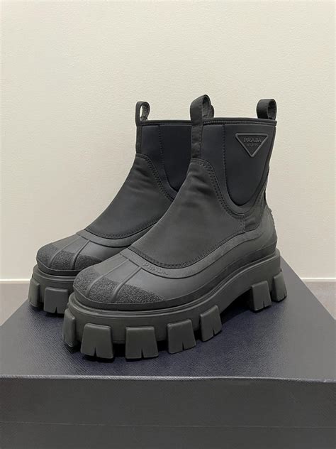 prada monolith duck boots|Prada monolith gabardine boots.